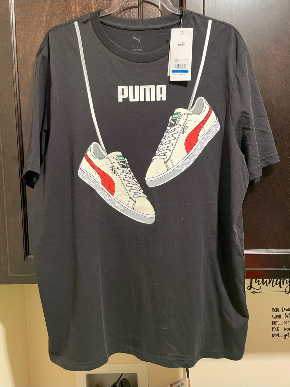 NWT Puma Black Tee with White/Red Sneakers XL